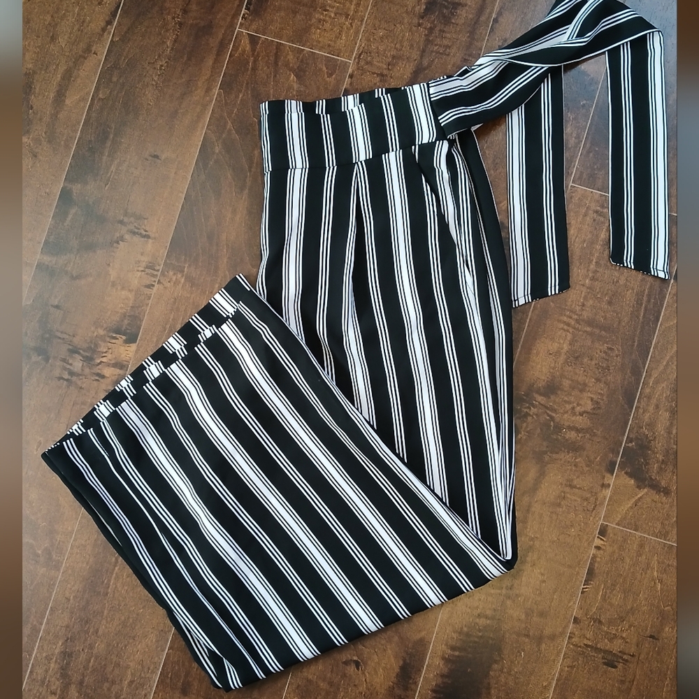 Striped Black and White Women's Pants